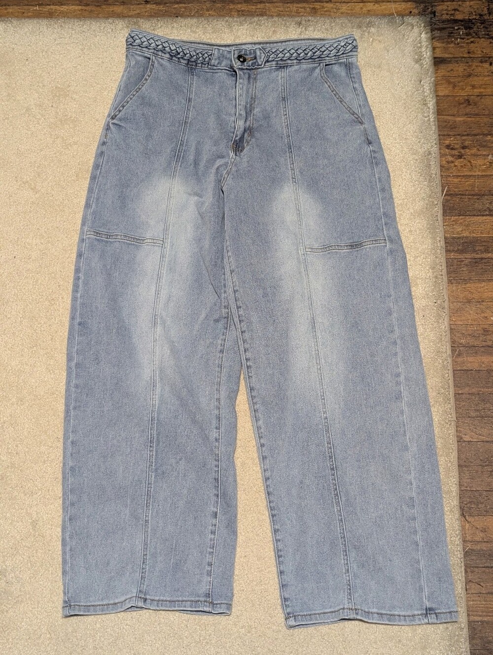 Generation K Jeans Wide Leg Faded Light Blue Denim Size 14W Womens